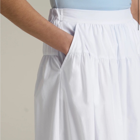 American Tall Maxi Skirt XL Tall White Tiered High Rise Long Skirt NWT - Picture 2 of 7